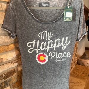 NWT Legacy Women's Charcoal 'My Happy Place'  Colorado Tee